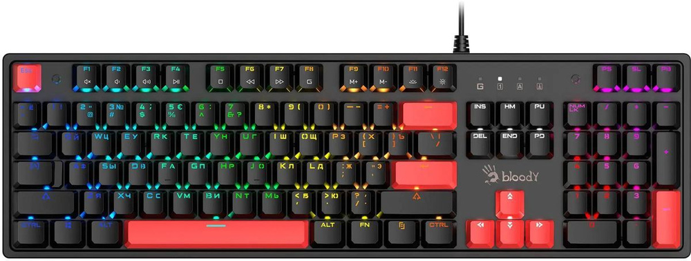 Клавиатура A4TECH Bloody S510R, USB, черный s510r usb fire black/blms red #1
