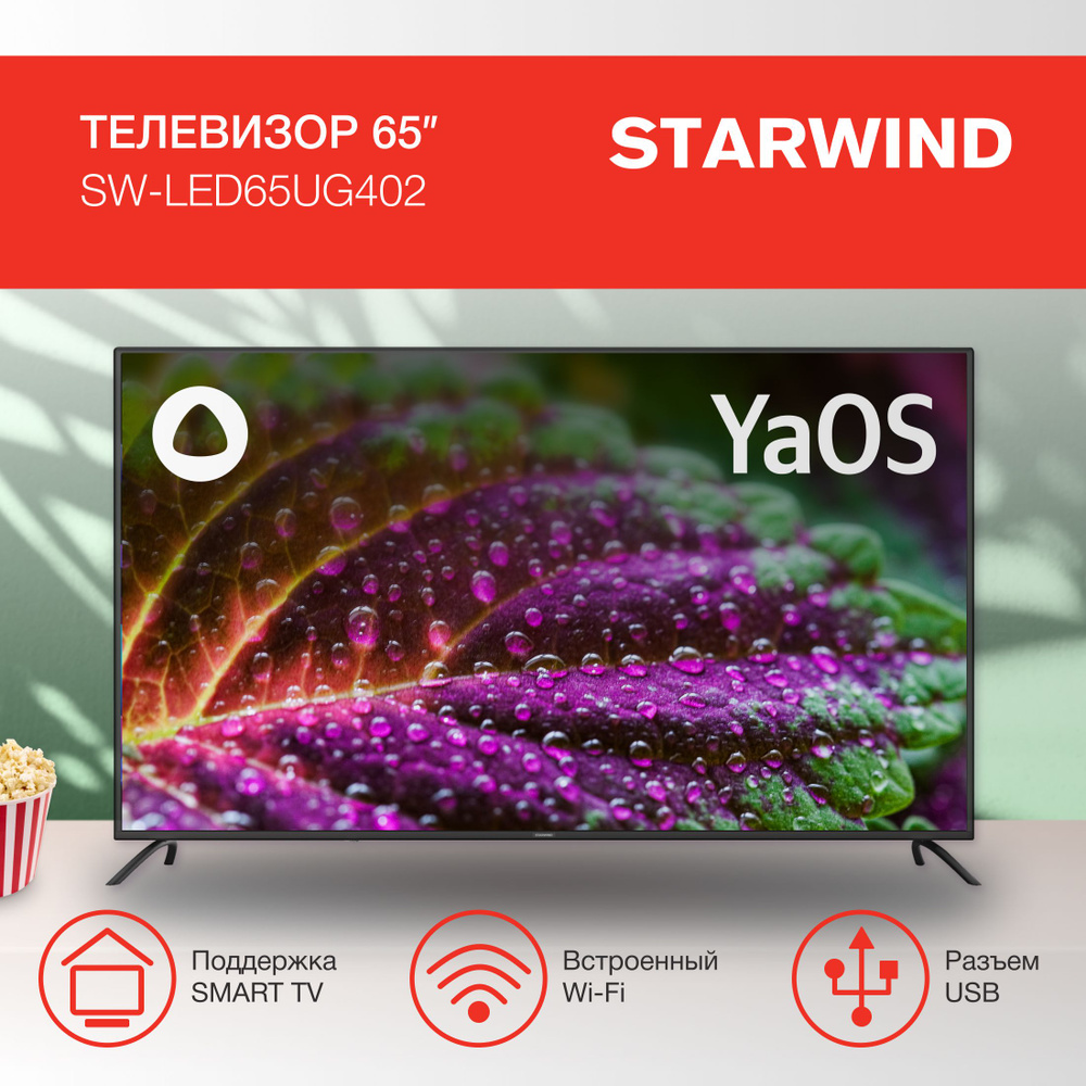 STARWIND Телевизор SW-LED65UG402 Smart Яндекс.ТВ Frameless 65" 4K UHD, серебристый  #1