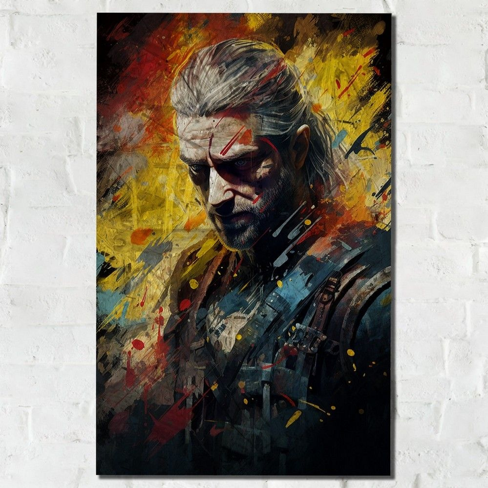 Картина интерьерная на рельефной доске игра ведьмак 3 (Witcher, Геральт) - 13592 В  #1