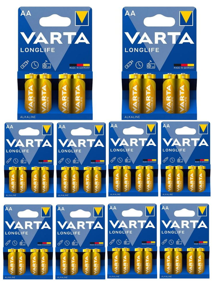 Батарейки АА VARTA LONGLIFE пальчиковые, щелочные, 40 шт #1