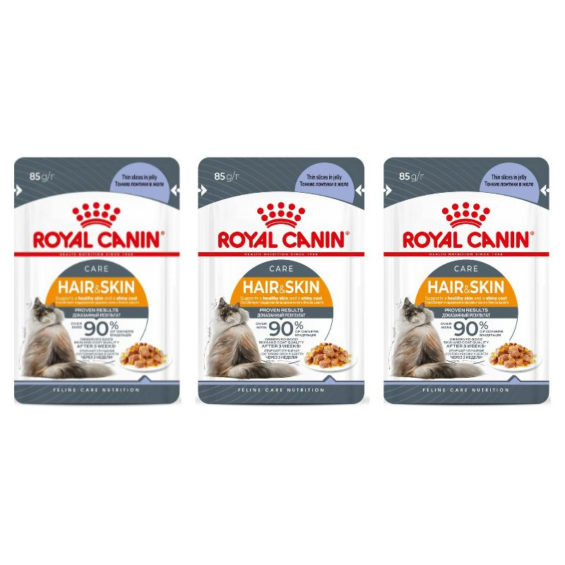 ROYAL CANIN HAIR & SKIN пауч влажный корм кусочки в желе для взрослых кошек в целях поддержания здоровья #1