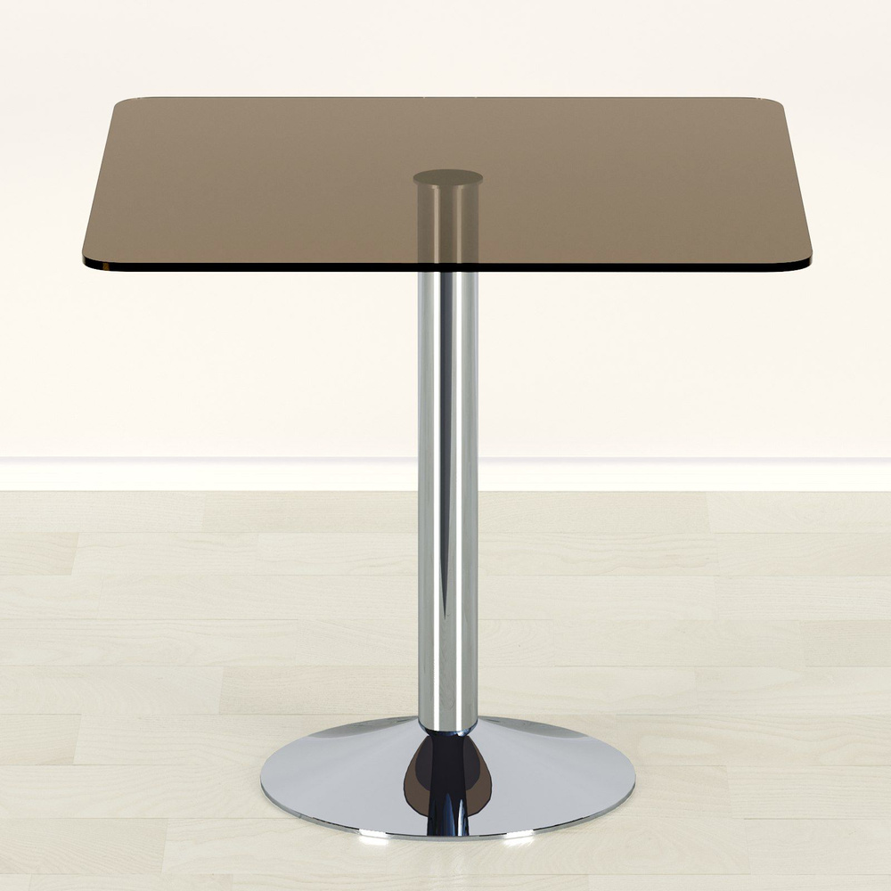 Стеклянный стол Троя-10 бронза/хром (800х600) #1