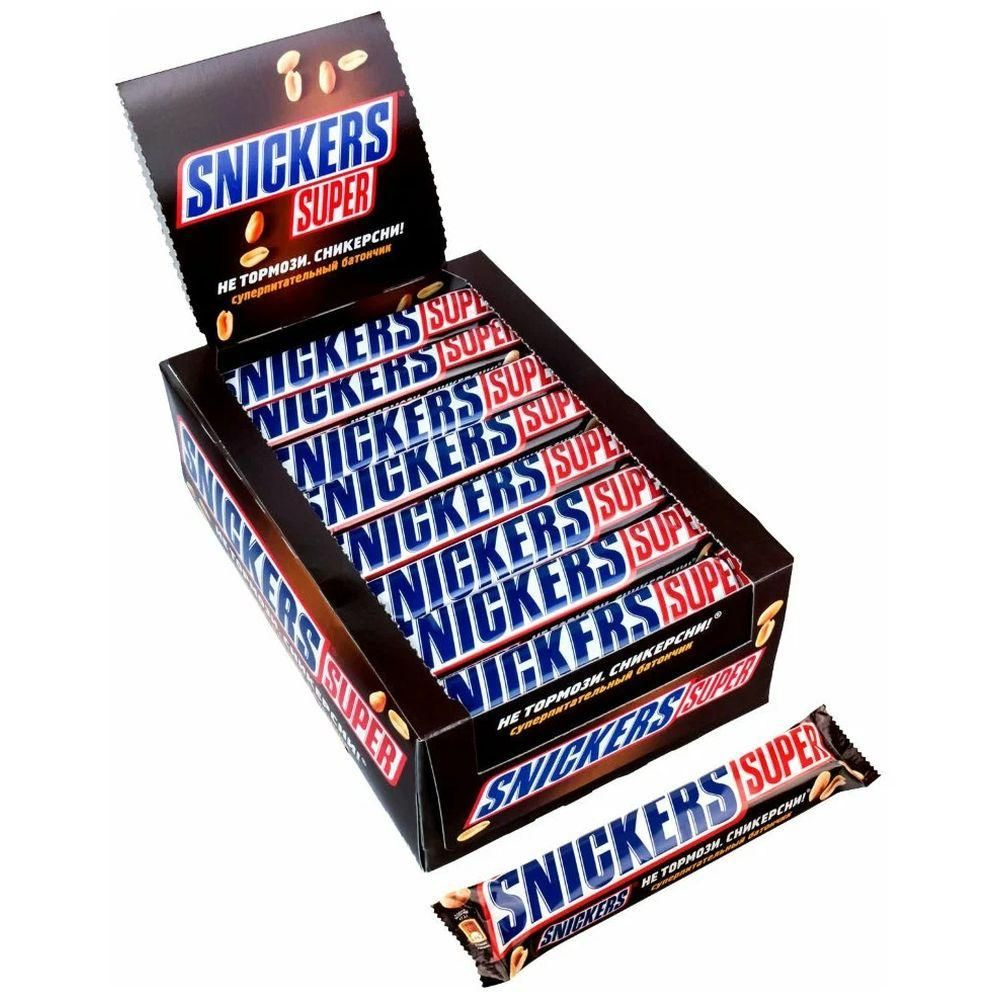 Шоколадный батончик Snickers Super, 32 шт по 80 г / Нуга, карамель, арахис, шоколад  #1