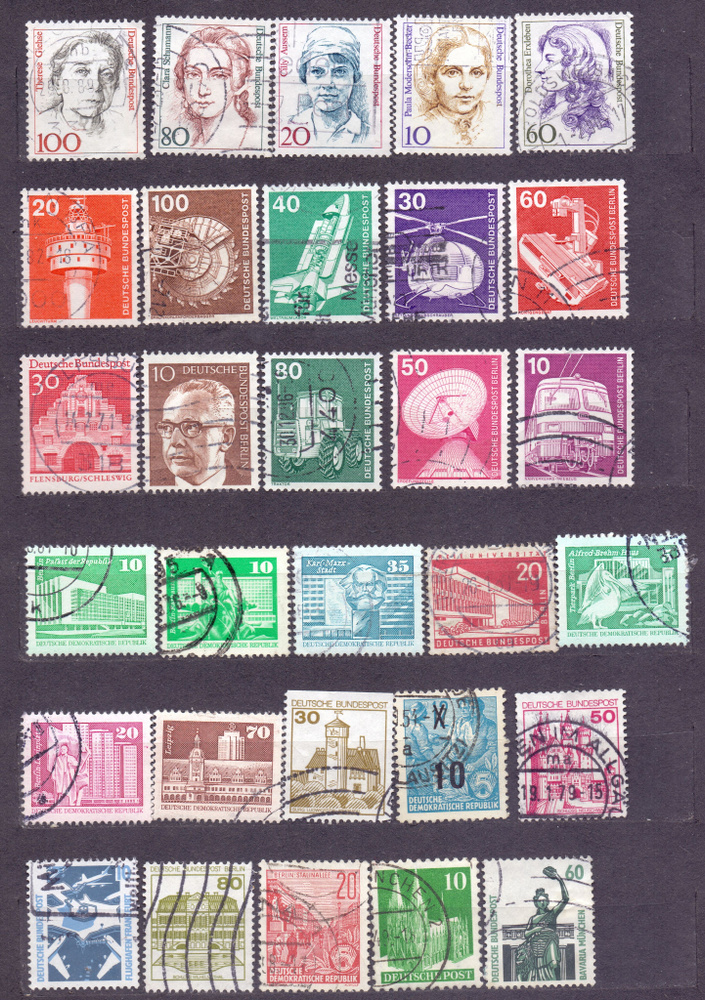 Набор почтовых марок тематики "Стандарт" Германия, для коллекции 50 штук.  #1