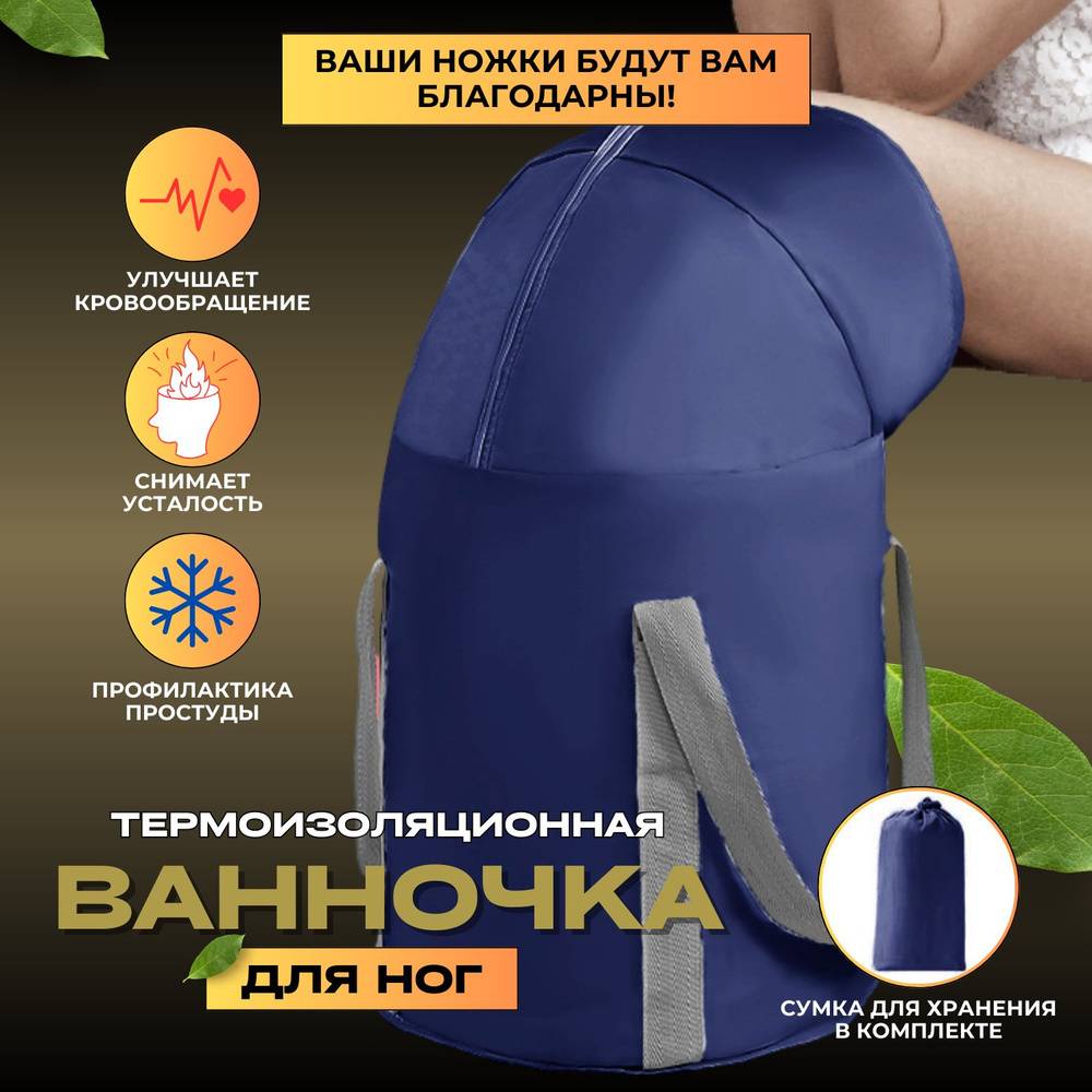 Ванночка термоизоляционная складная для снятия усталости ног для педюра синее, СПА, ведро- сумка термо #1