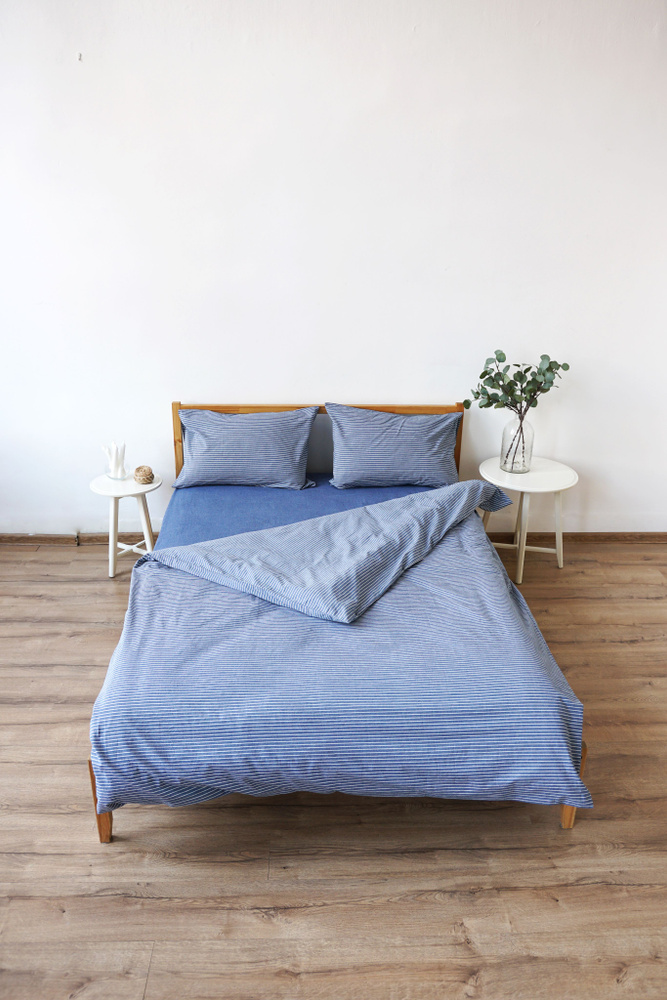 Комплект постельного белья 2-спальный из премиальной ткани Варёный хлопок Ocean Dream, пододеяльник 180x205, #1