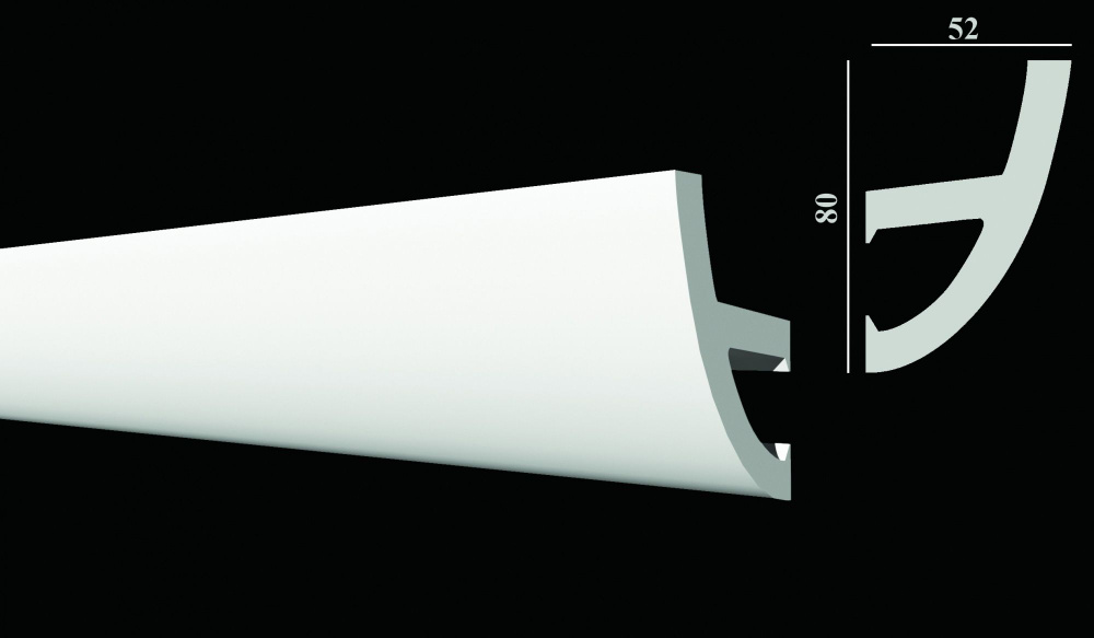 Плинтус потолочный дюропласт ударопрочный под LED подсветку Decor-Dizayn DD510 белый 5.2x8x200 см (2 #1