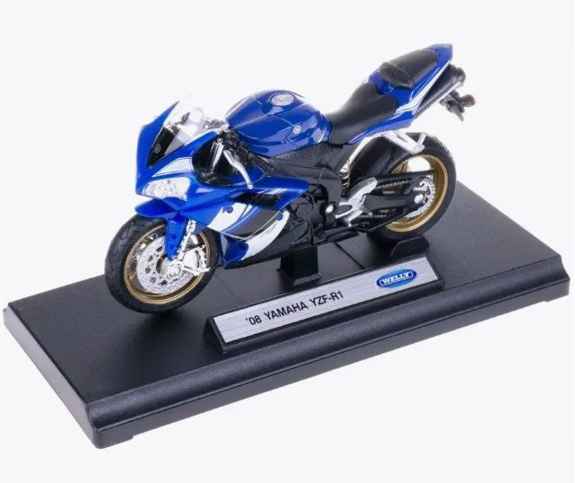 Мотоцикл модель коллекционная WELLY 1:18 YAMAHA YZF-R1 2008, синий #1