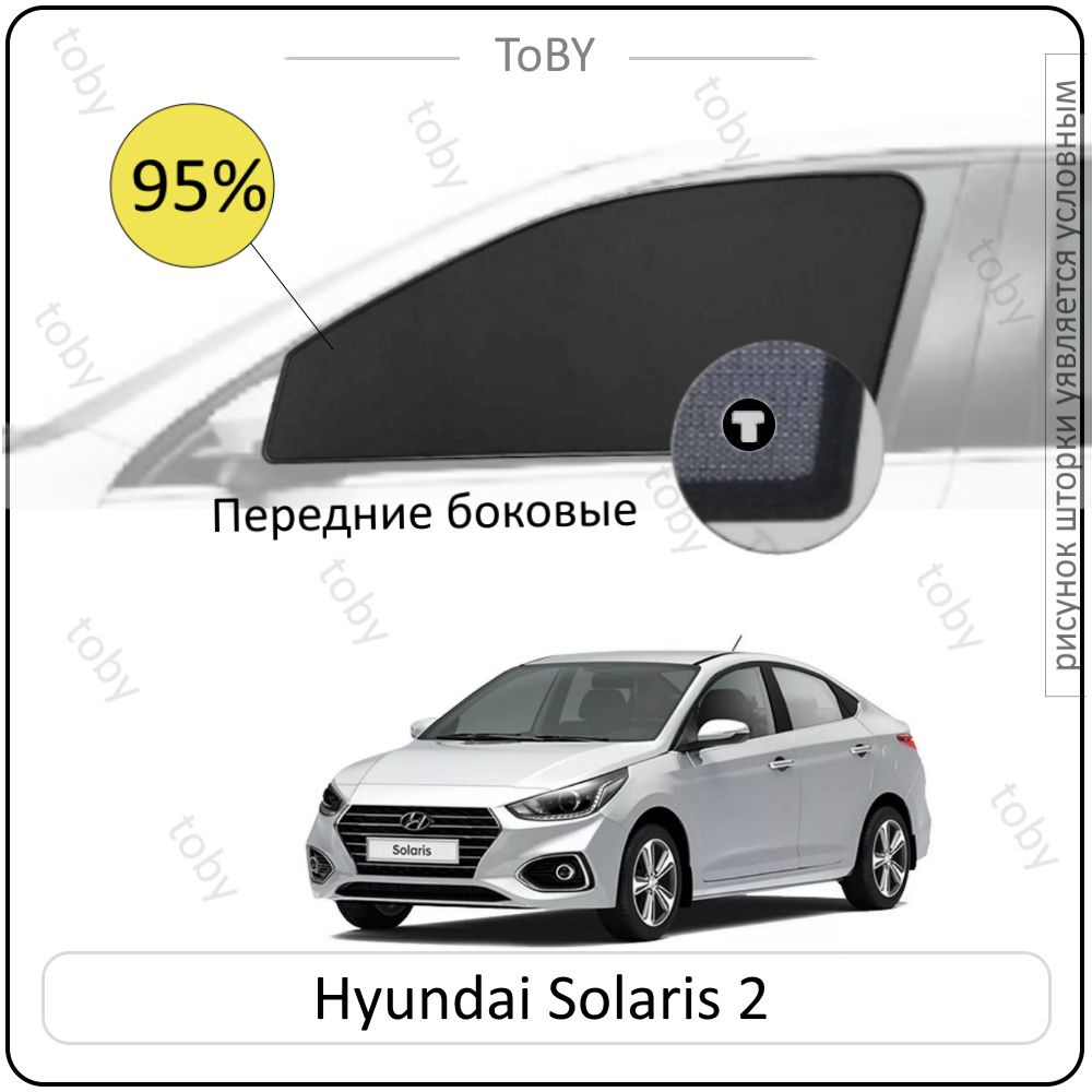 Шторки на автомобиль солнцезащитные HYUNDAI Solaris 2 Седан 4дв. (2017 - по н.в.) на передние двери PREMIUM #1