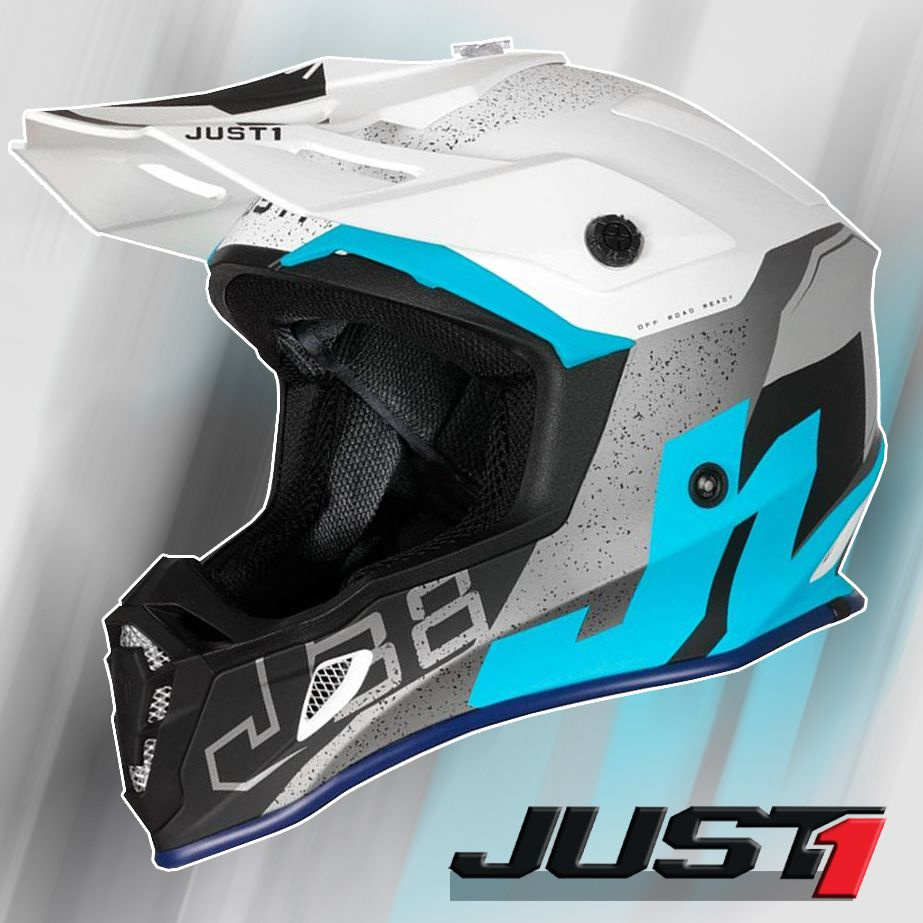 Шлем кроссовый JUST1 Racing J38 Korner M(57-58) Light Blue White Matt #1