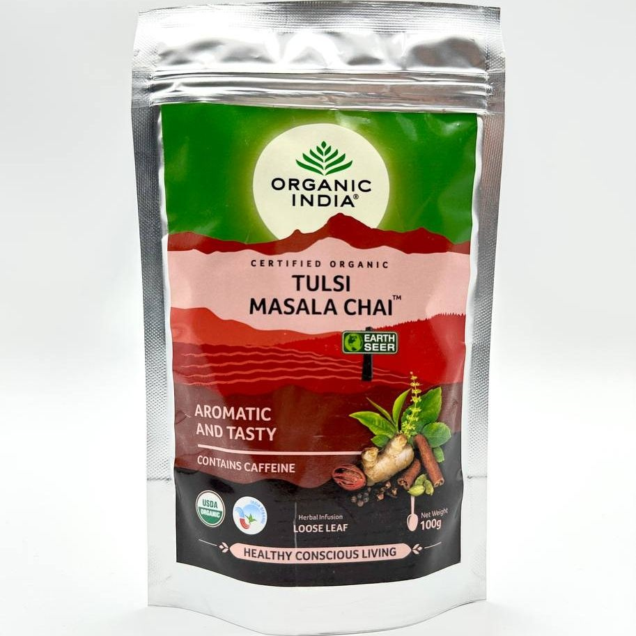 Чай индийский Organic India, натуральный, черный, Базилик и Масала чай, 100 г  #1