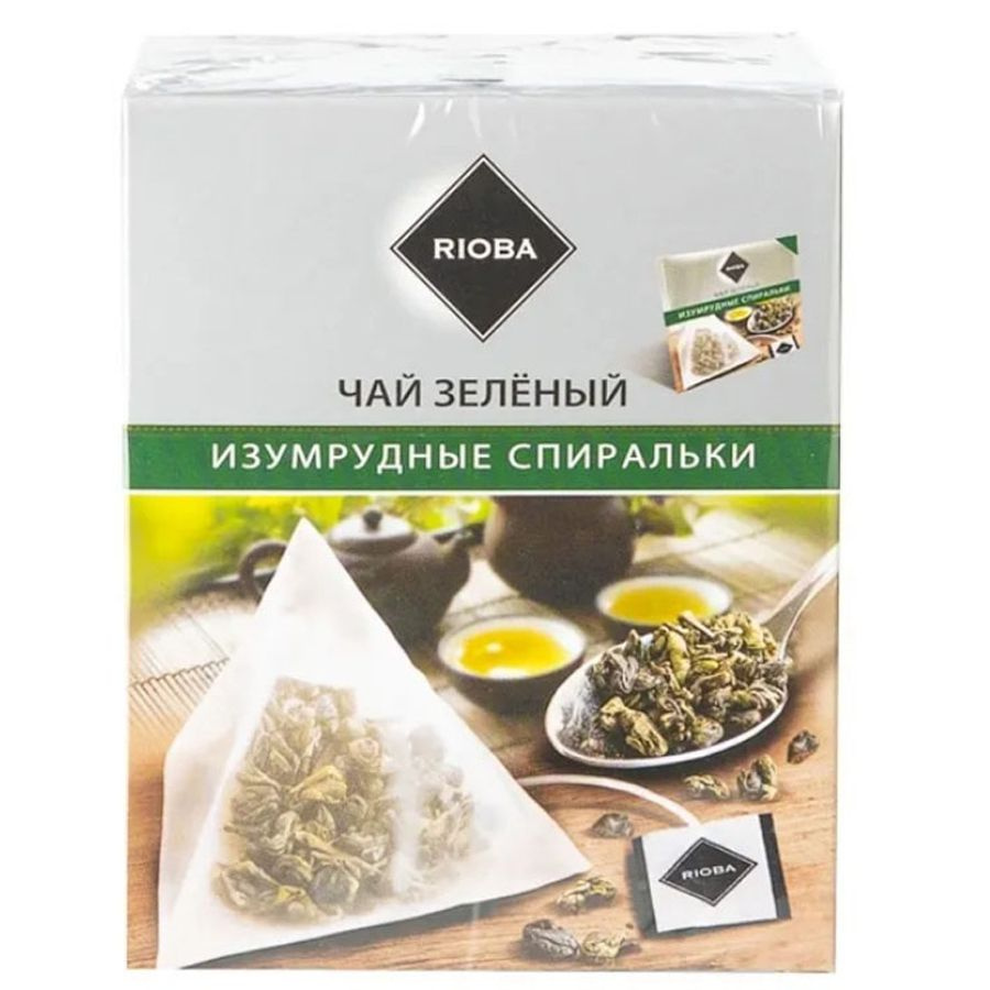 Чай зелёный Изумрудные спиральки в пакетиках RIOBA, 20 шт. по 2 г.  #1