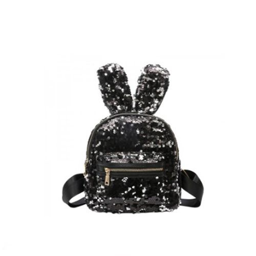 Рюкзак детский для девочек с черными пайетками и ушками для художественной гимнастики, фигурного катания #1