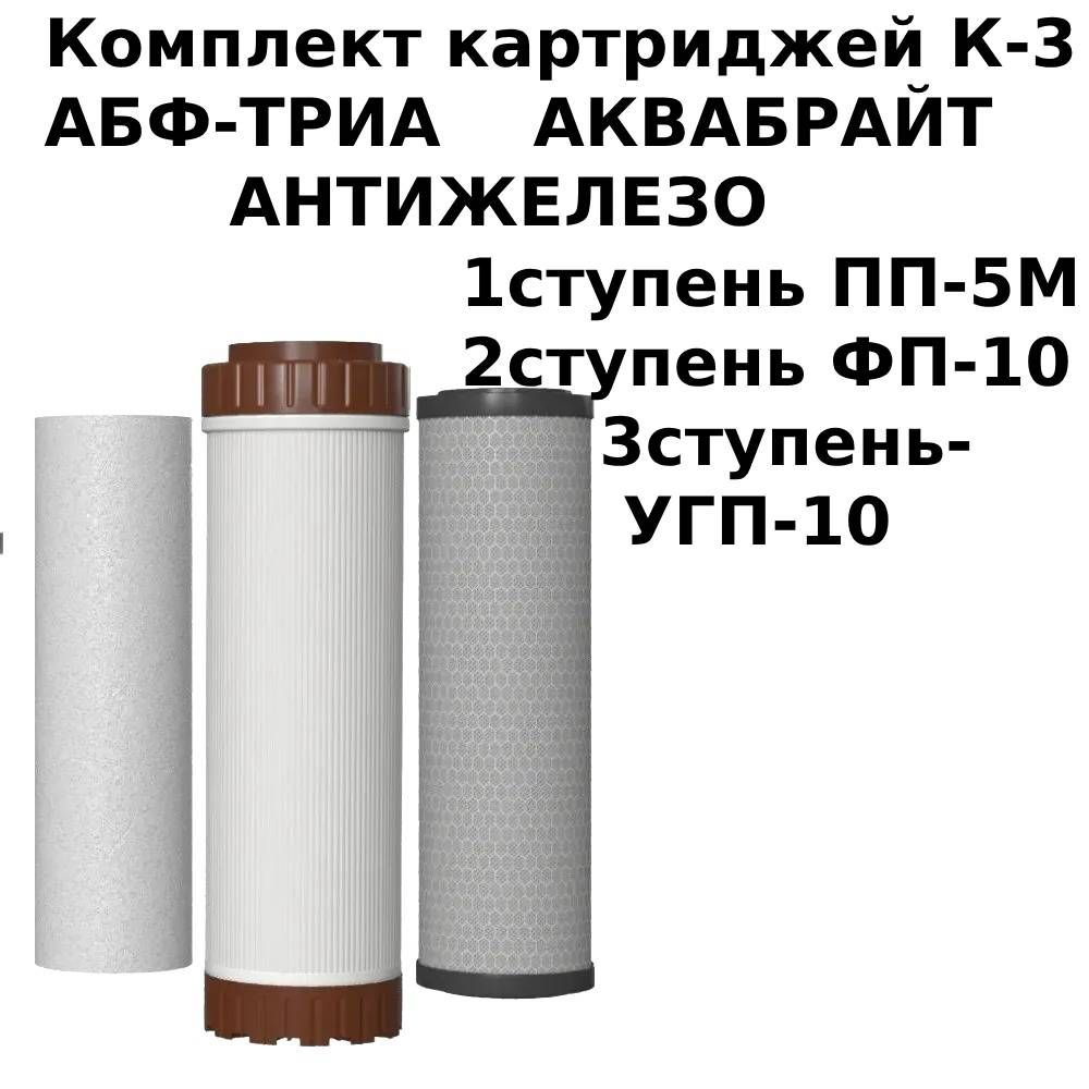 Комплект К-3 Антижелезо сменных картриджей Аквабрайт для проточного фильтра Аквабрайт АБФ-ТРИА  #1