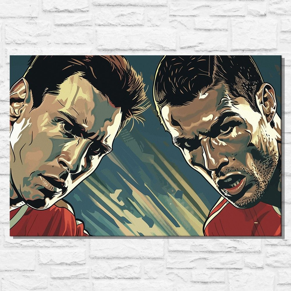 Картина по номерам на холсте спорт футбол (Криштиано Роналдо и Месси) - 15258 Г 60x40  #1