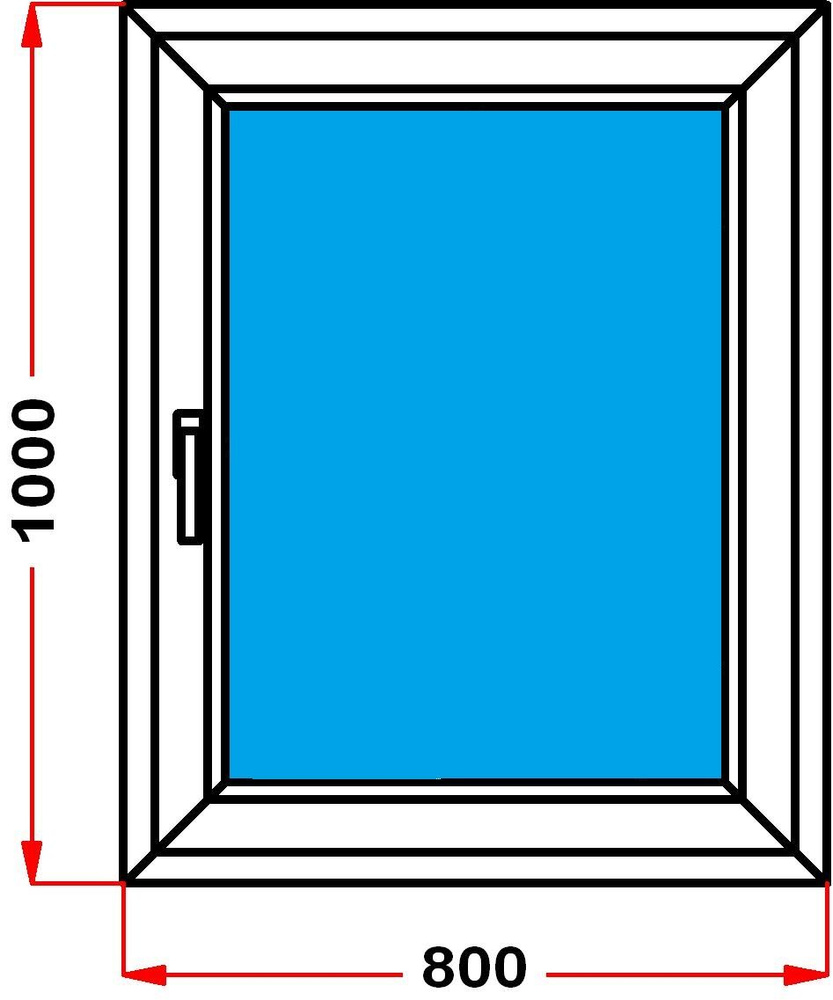 Окно из профиля Grunder 60 мм (1000 x 800) , с поворотно-откидной створкой, стеклопакет 3 стекла  #1