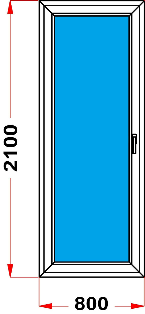 Балконная дверь 60 мм (2100 x 800) 59, с поворотно-откидной створкой, стеклопакет 2 стекла, левое открывание #1