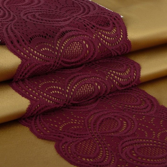 Арт Узор, Кружевная эластичная ткань, 180 мм, 2,7 +/- 0,5 метра, бордовый  #1