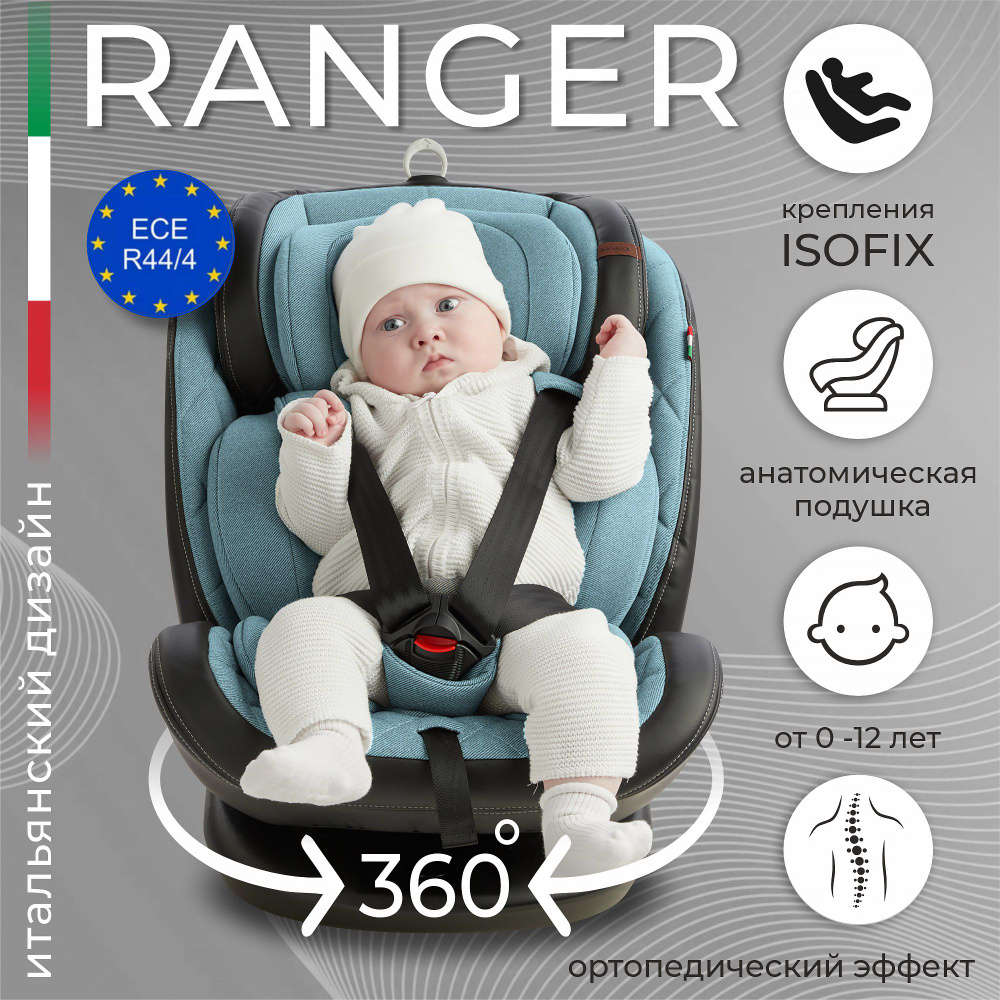 Sweet Baby Ranger Black/Blue Автокресло детское растущее с поворотной базой 360 Isofix, 0-36 кг от 0 #1