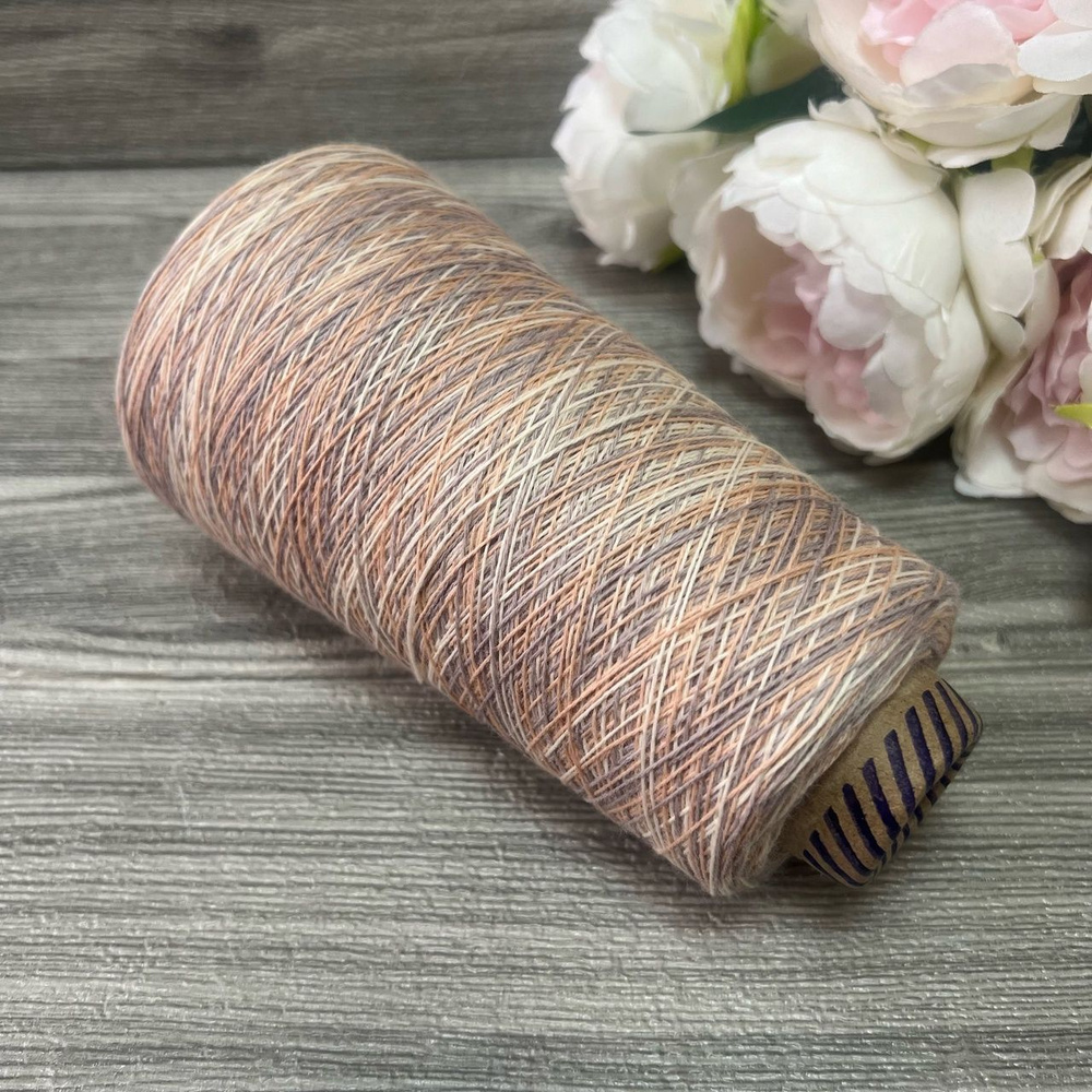 Пряжа для вязания Missoni Wool от Fullonica snc, 100% меринос, цвет белый-лаванда-пудра, метраж 800м #1