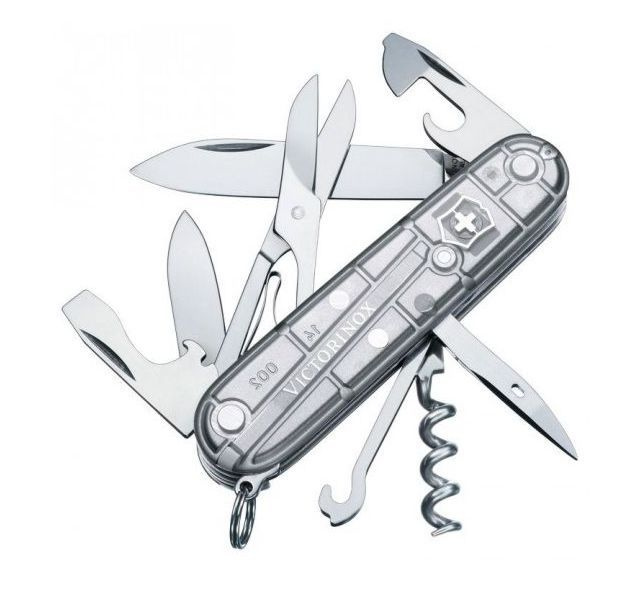 Нож перочинный VICTORINOX Climber, 91 мм, 14 функций, полупрозрачный серебристый  #1