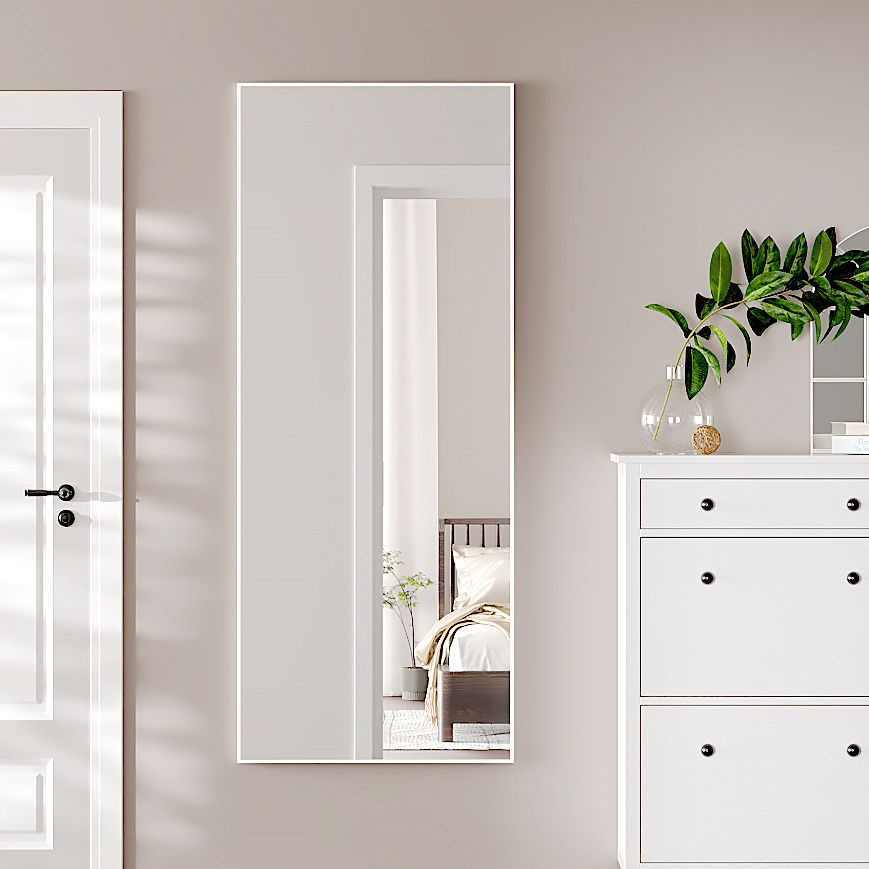 Настенное зеркало большое навесное в раме в стиле лофт в прихожую или коридор, TODA ALMA 160х60 см. Белое #1