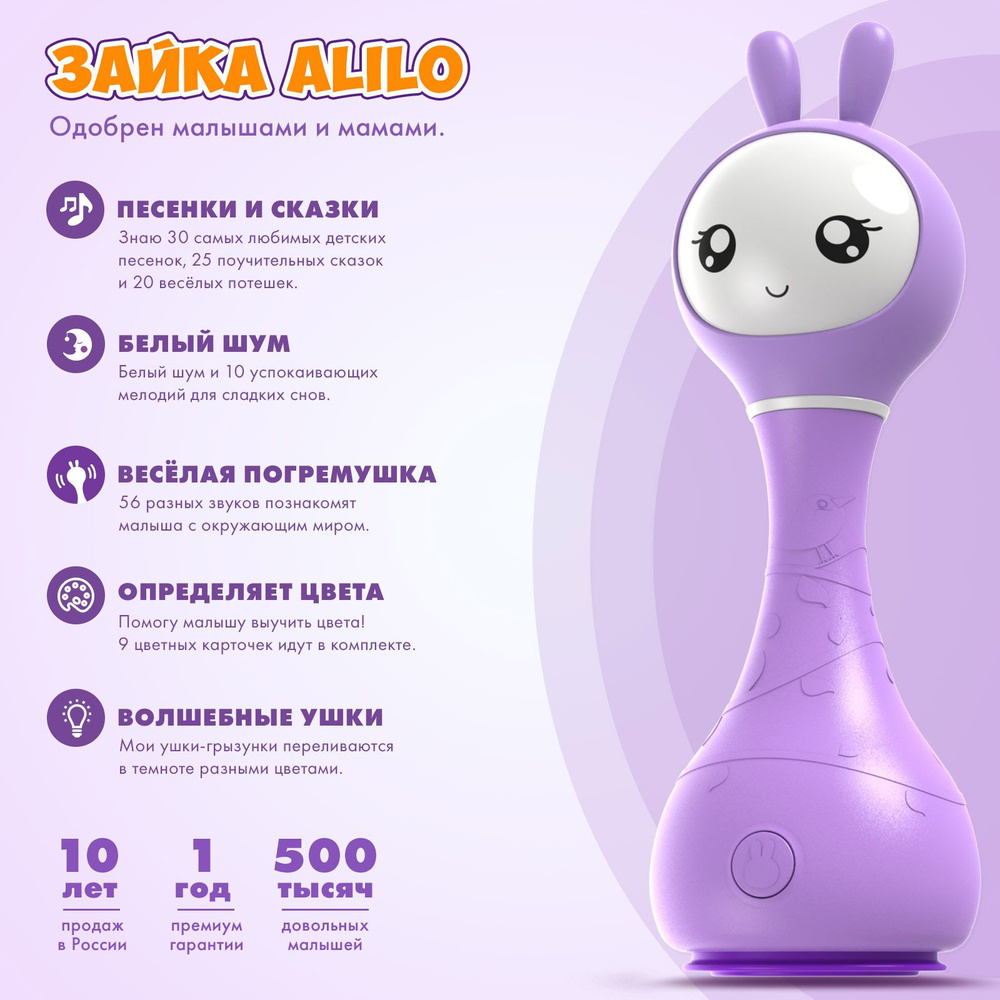 Музыкальная интерактивная обучающая игрушка Умный зайка alilo R1. Белый шум, сказки, песенки, погремушка, #1