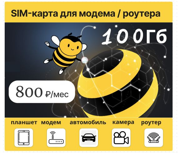 SIM-карта SIM-карта Билайн для модема/роутера 100 Гб за 800 руб/мес (Вся Россия)  #1