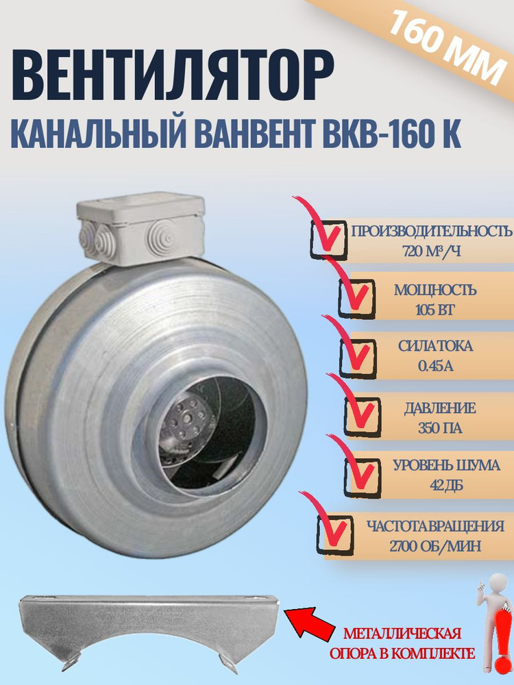 Вентилятор канальный Ванвент ВКВ 160 К #1
