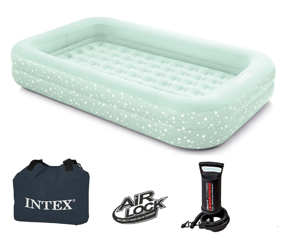 66810 Кровать детская с насосом 107 х 168 х 25 см, Intex Kids Travel Bed Set  #1