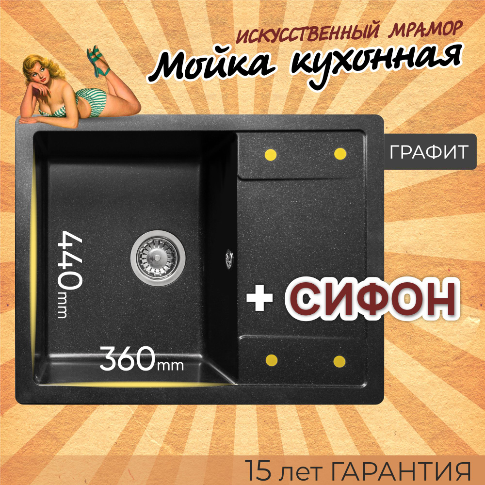 Кухонная мойка Dr.Gans Техно 650, Графит #1