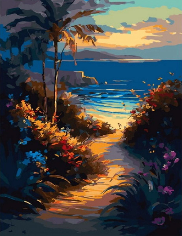 Картина по номерам "Вечер у моря" холст на подрамнике 40х50 см, GX46694  #1