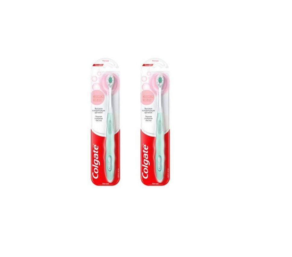 Colgate Зубная щетка Cushion clean, мягкая, 2 шт #1