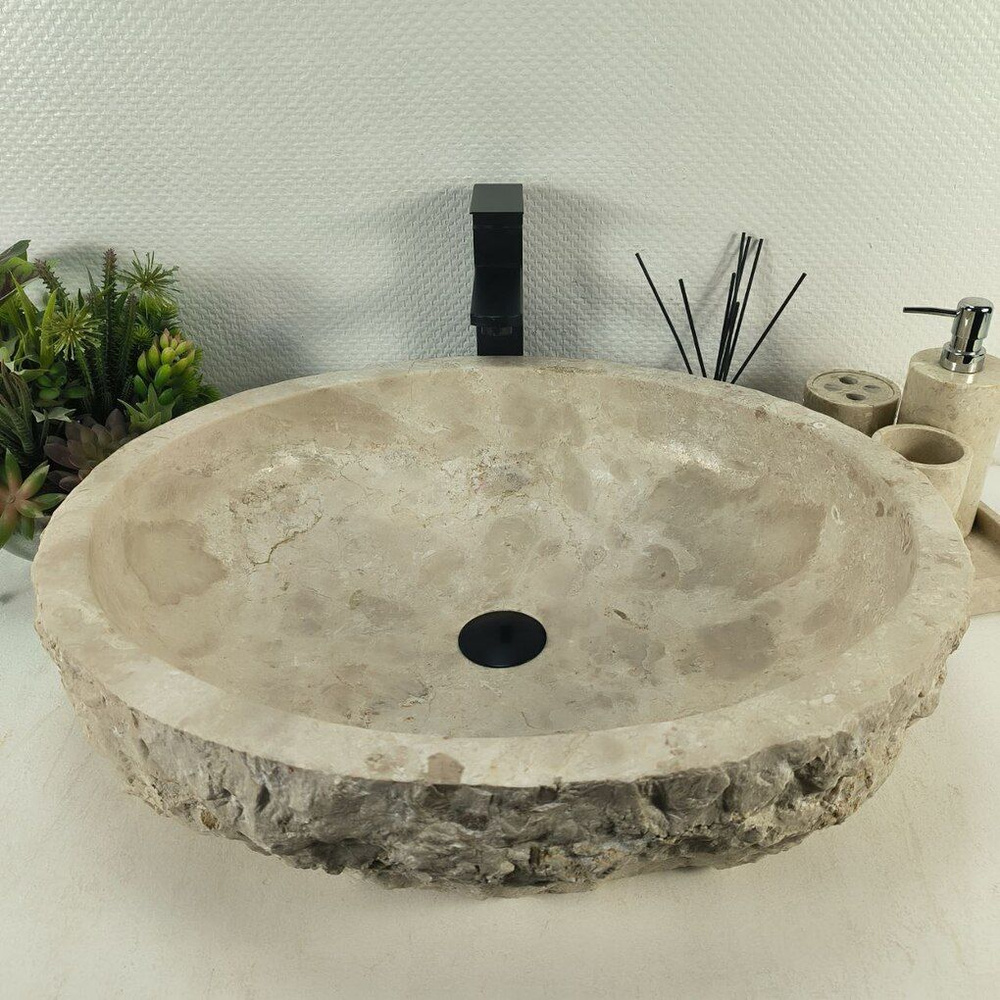 Каменная раковина из мрамора Erozy Cream EM-04783 (60*51*16) 0193 из натурального камня  #1