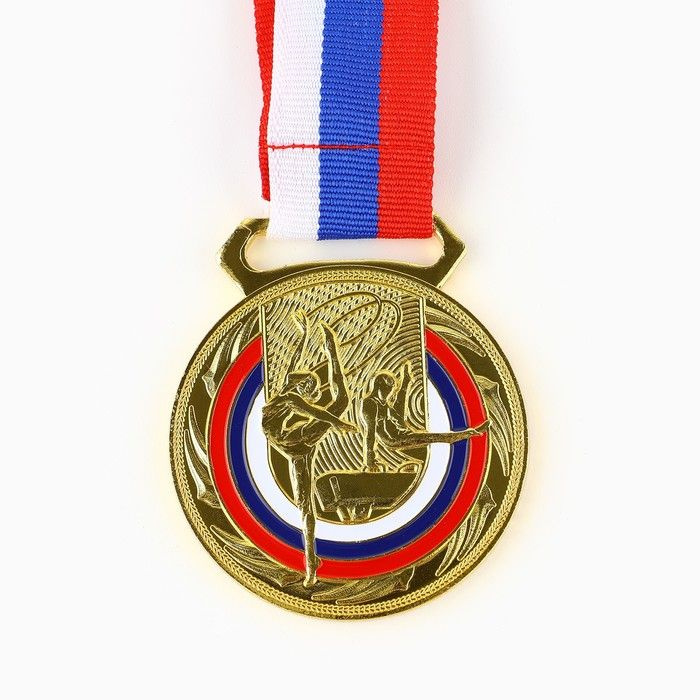 Медаль тематическая 194 Гимнастика , золото, d 5 см #1