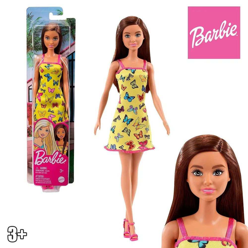 Кукла Barbie Игра с модой в желтом платье HBV08 #1
