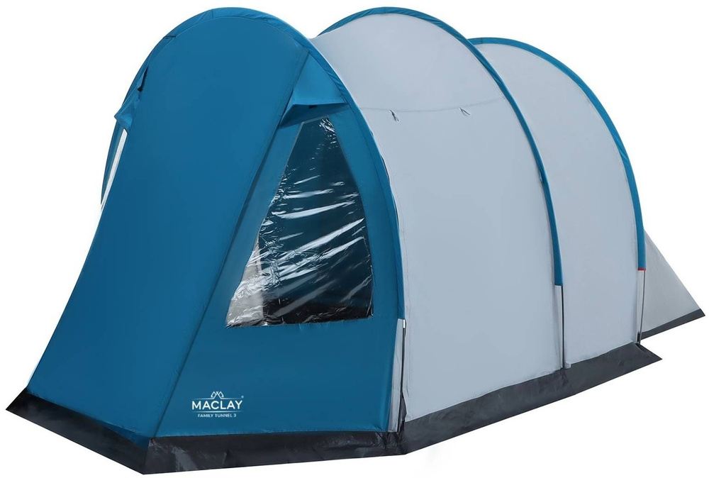 Палатка кемпинговая FAMILY TUNNEL 3 с тамбуром, прозрачными вставками-окнами и москитной сеткой, летняя #1