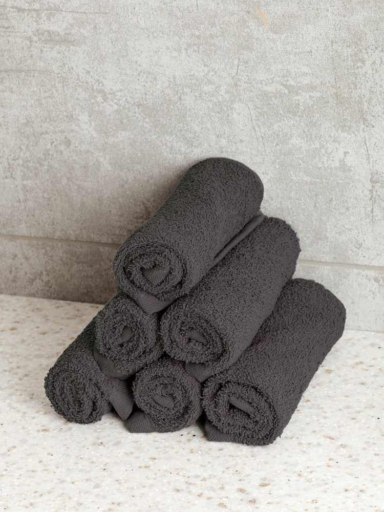 SandaL Набор полотенец для лица, рук или ног оптима, Хлопок, 30x30 см, серый, 6 шт.  #1