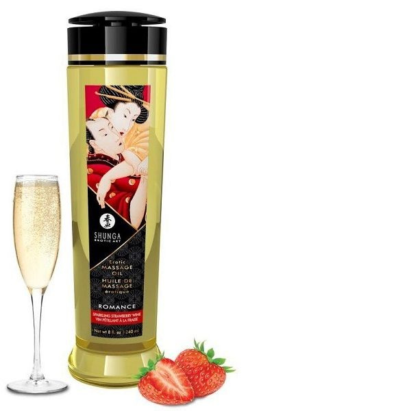 Массажное масло с ароматом клубники и шампанского Romance - 240 мл.  #1