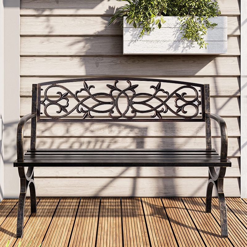 Садовая скамейка со спинкой 1,27 х 0,54 х 0,86 м металлической мебели для дачи, сада, дома. Медный цвет #1