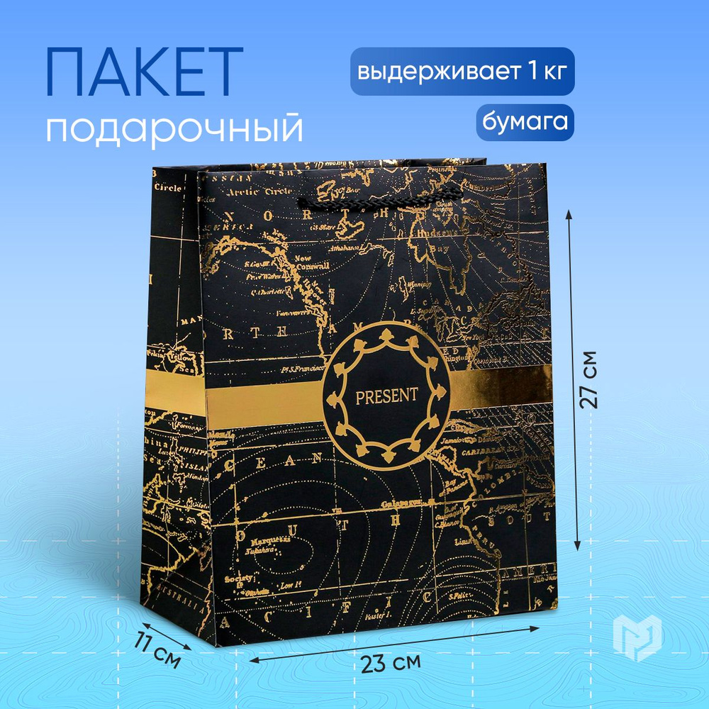 Пакет ламинированный вертикальный Gold present, ML 23 х 27 х 11,5 см  #1