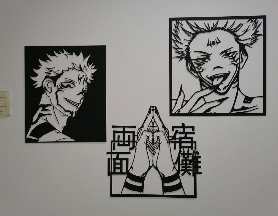 Панно набор 50 см Юдзи Итадори Сукуна из аниме и манга "Магичекая битва", наклейка на стену, картина #1