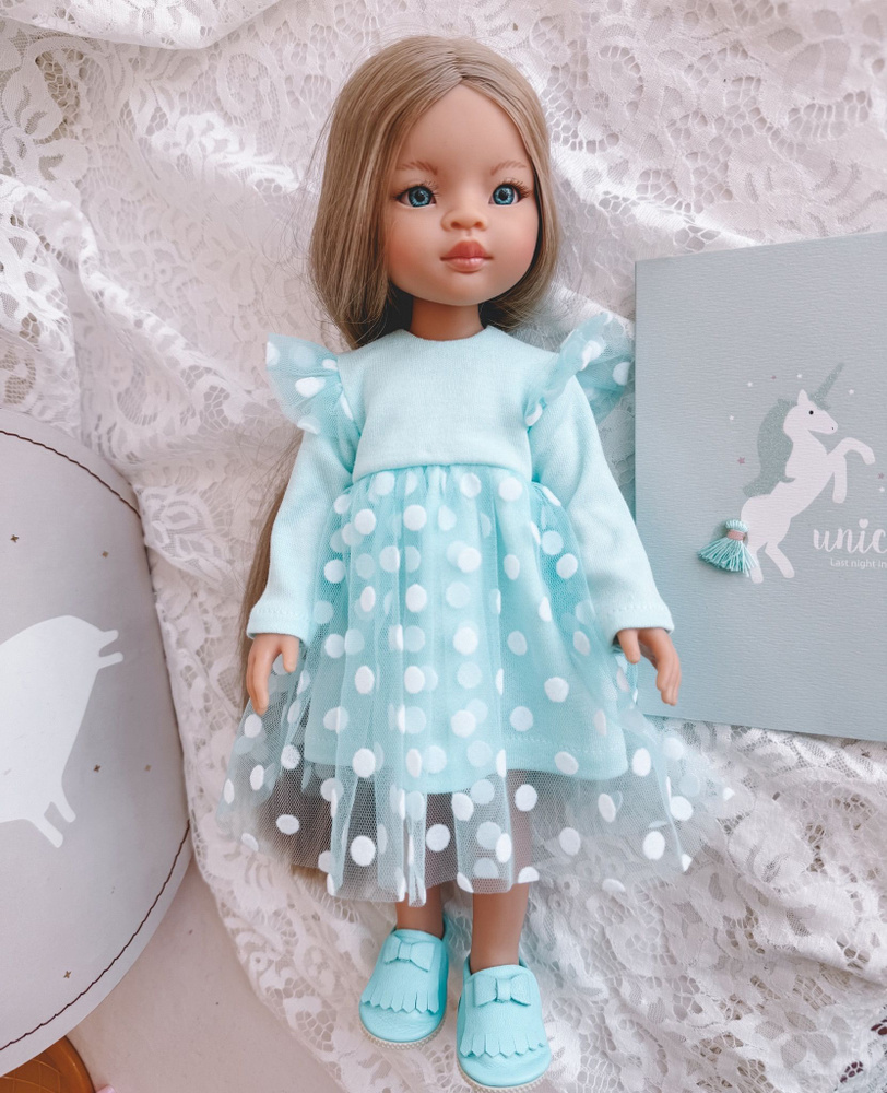 Платье Мята (без обуви), одежда для куклы Paola Reina 32 см (Паола Рейна)  #1