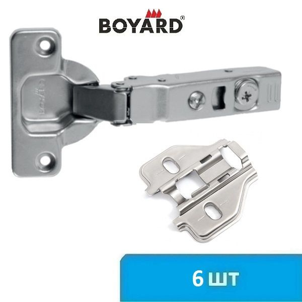 Петля мебельная Boyard PROFI H306A02 (накладная) с доводчиком - 6 шт  #1