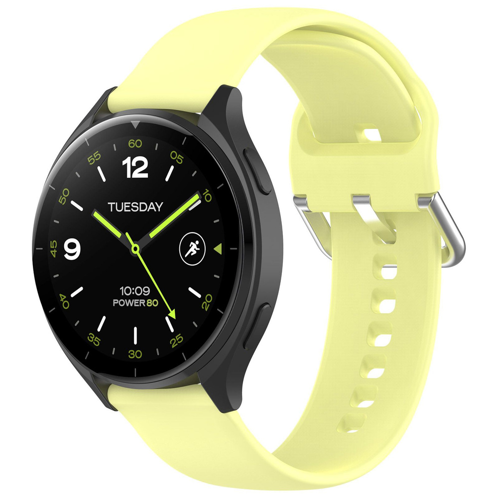 Сменный, силиконовый, ремешок MyPads для умных смарт-часов OPPO Watch X с серебряной пряжкой, в желтом #1