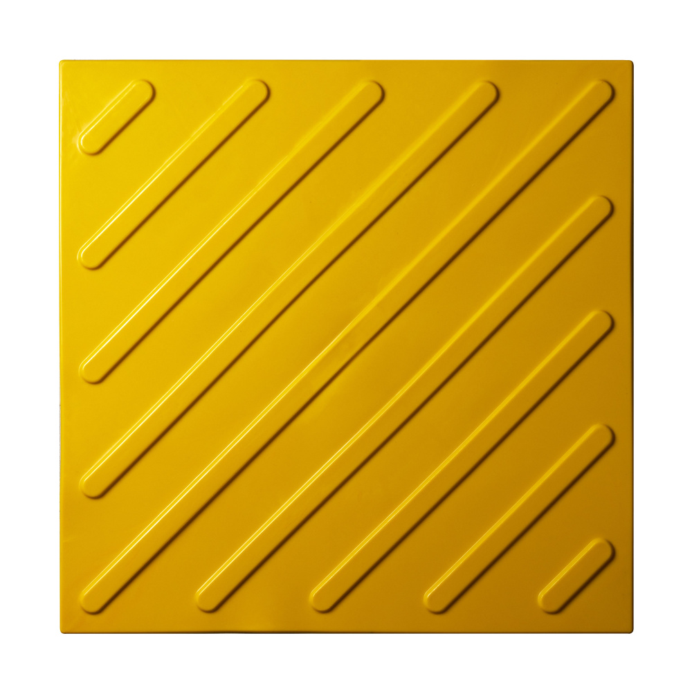 Плитка тактильная, смена направления, диагональ, 300x300х4, ПУ, желтый  #1
