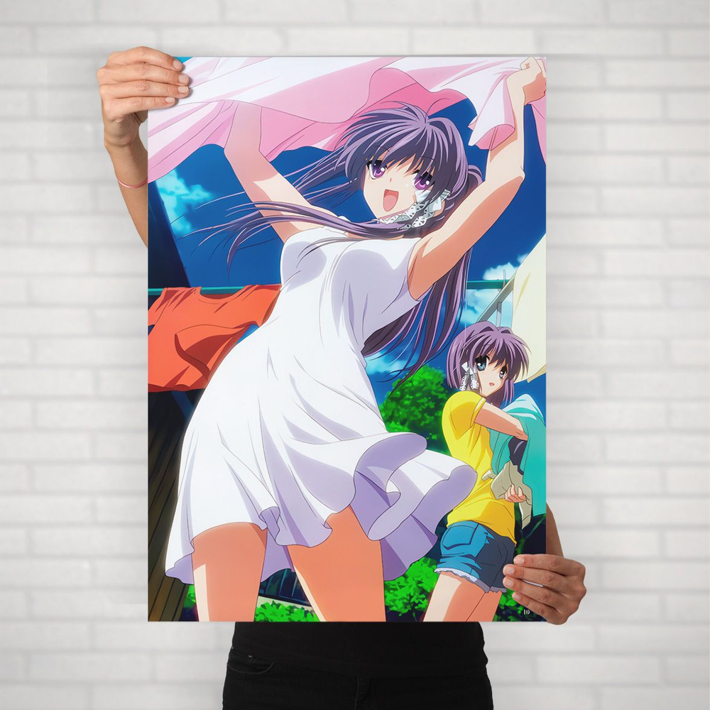 Плакат на стену для интерьера Кланнад (Clannad - Рё и Кё 3) - Постер по аниме формата А2 (42x60 см)  #1