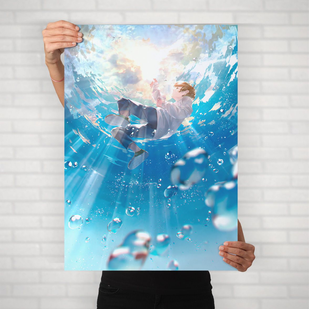 Плакат на стену для интерьера Макото Синкай (Дитя погоды - Ходака Морисима) - Постер по аниме формата #1