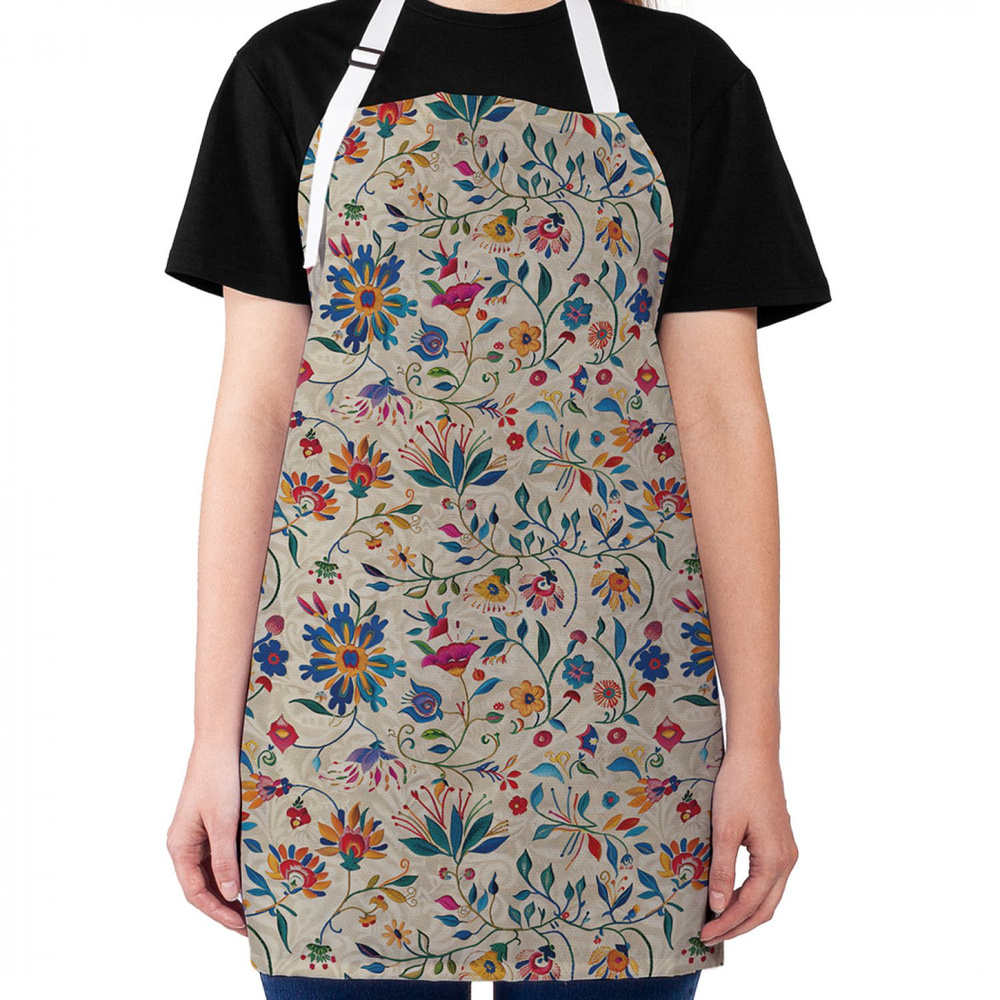 Фартук кухонный JoyArty "Узорчатые цветы", универсальный размер для женщин и мужчин  #1