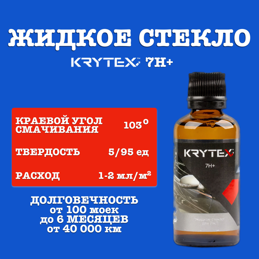 Защитное покрытие жидкое стекло Krytex 7H+ 50мл. #1